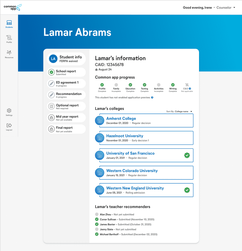 screenshot of the recommender system interface